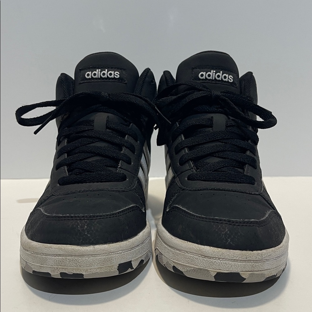 Adidas Black and White High-Top Basketball Sneakers Youth Size 4.5 LHG 029003 - Picture 4 of 9